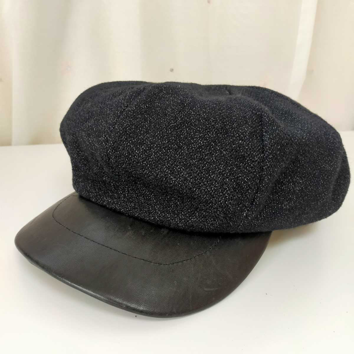 STORM BECKER ストームベッカー WEAR WELL 鍔レザーキャスケット 帽子 M ブラック(黒）