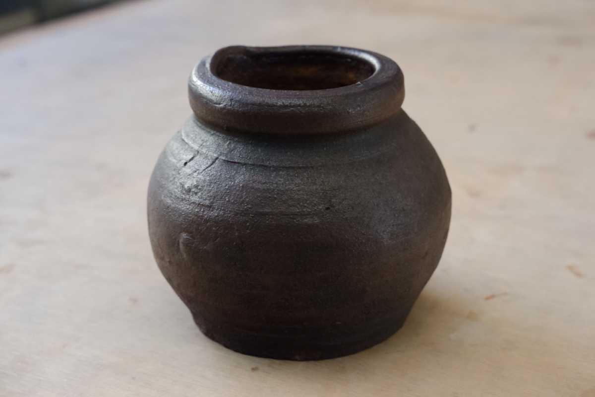 骨董 備前 お歯黒壺 鉄漿水 江戸 江戸時代 小壺 江戸期 古玩 花器 古玩 