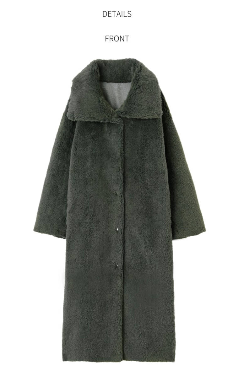 【STYLE DELI】オーバーシルエットファーコート／グレイッシュカーキ・02サイズ