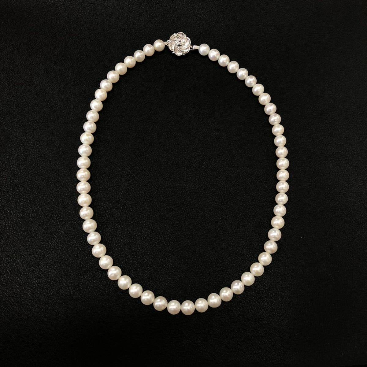 本真珠 パール 7mm玉 2連 ネックレス 留め具 シルバー 冠婚葬祭