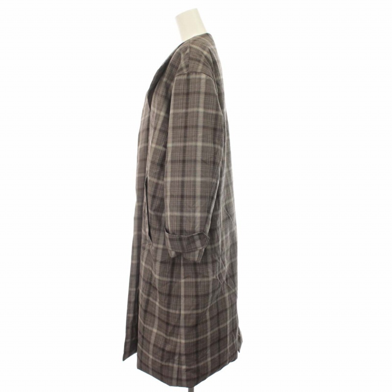 ミラオーウェン Mila Owen 20AW ダウンコート ノーカラー チェック 