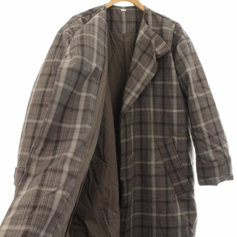 ミラオーウェン Mila Owen 20AW ダウンコート ノーカラー チェック 