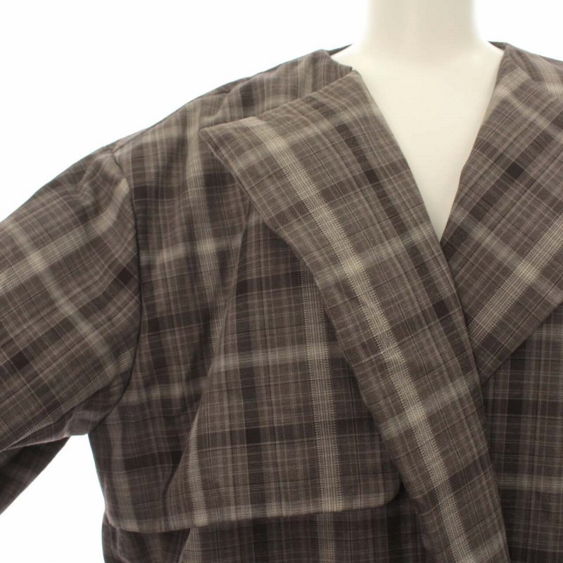 ミラオーウェン Mila Owen 20AW ダウンコート ノーカラー チェック 