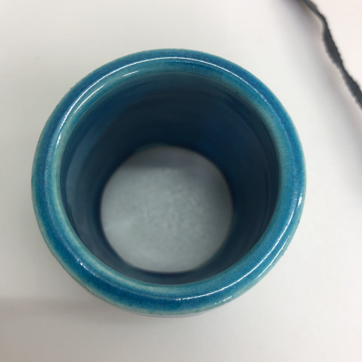 T60 陶器 美品 萬古焼 加賀瑞山造 水玉模様 トルコ釉 ツボツボ蓋置