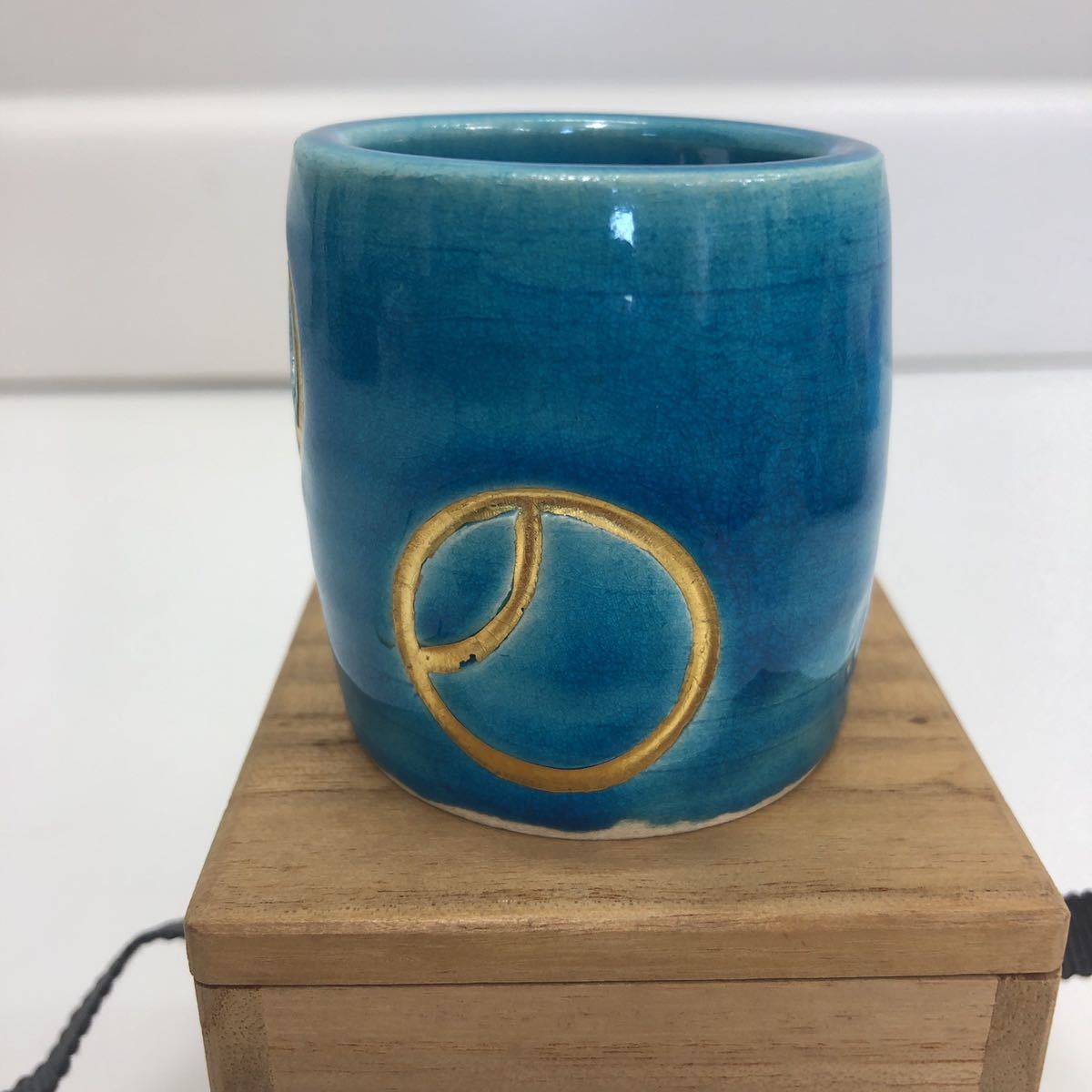 T60 陶器 美品 萬古焼 加賀瑞山造 水玉模様 トルコ釉 ツボツボ蓋置