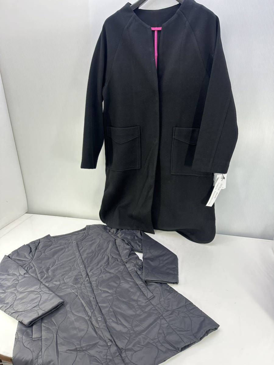 スタイル・ラヴィー 中綿キルトライナー付 ウールライクコート　ブラック　15号　定価25，000　（#139-020