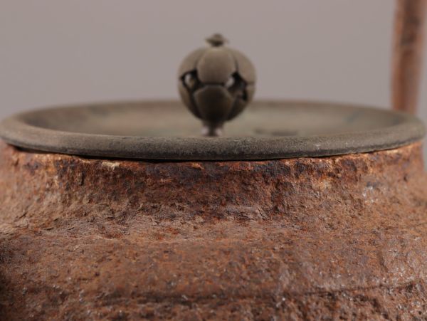 煎茶道具 釡師造 銅製蓋 時代鉄瓶 獣口 古作 時代物 極上品