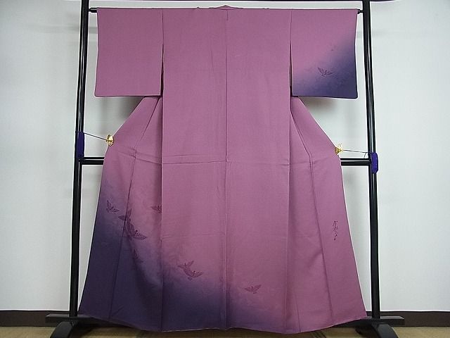 平和屋着物■染色作家　斉藤三才　訪問着　三才鳥　暈し染め　逸品　yc3468