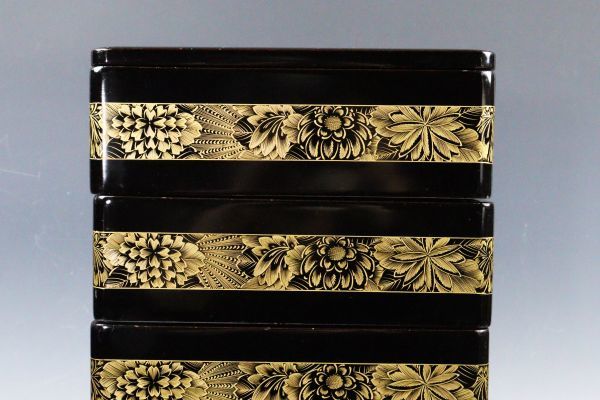 輪島塗 共箱 木製漆器 美術品 5客 菊金蒔絵煮物椀 雲懐石