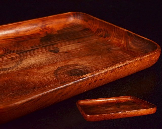 K934【泉美】松盆 煎茶盆 煎茶道具 四方盆 工芸品 木工、竹工芸 【公式