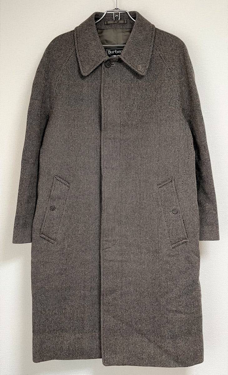 BURBERRYS BURBERRY バーバリー ＊ヘリンボーン 格子柄 ＊ステンカラーコート ジャケット ＊L size ブラウン系 シンプル ベーシック C-TK83