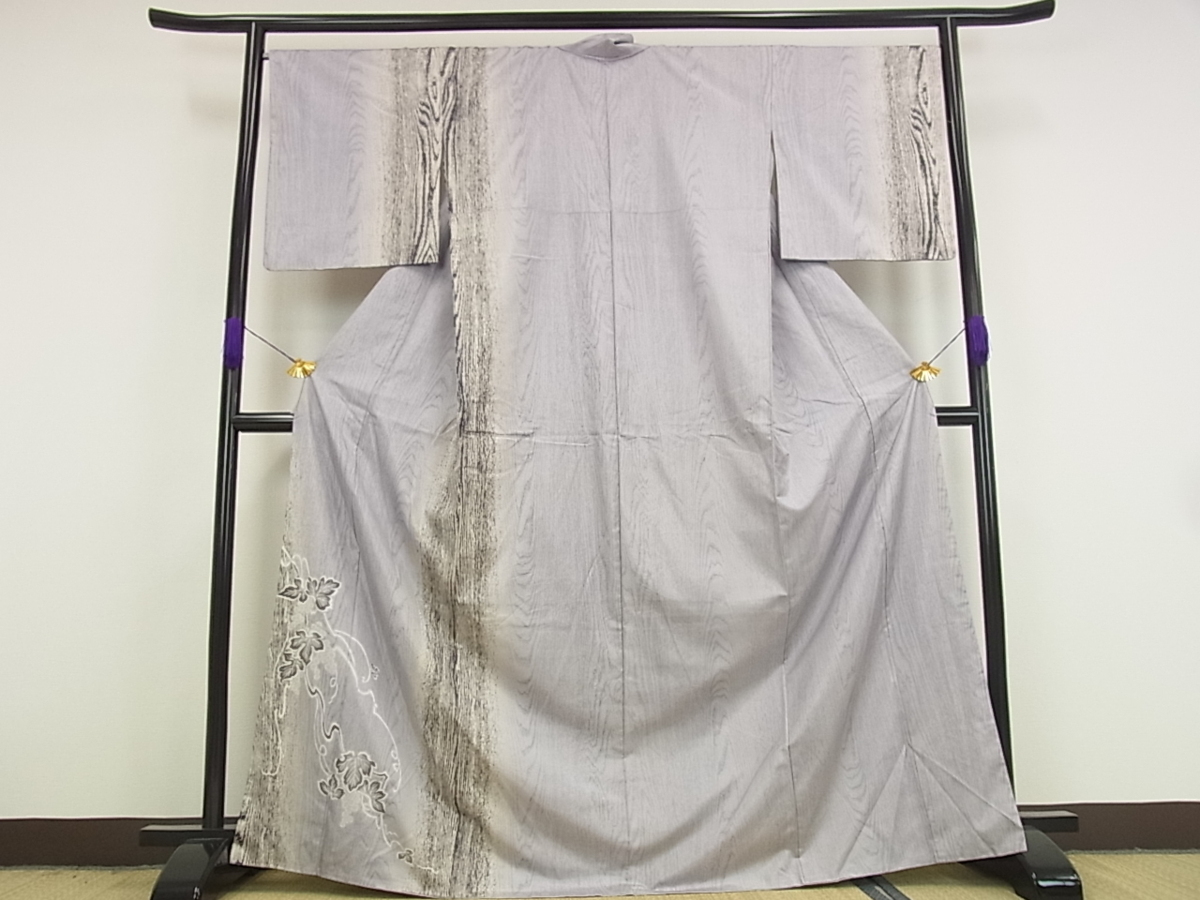 平和屋■極上　訪問着　本場染大島紬地　堀之内謹製　葡萄蔦の葉文　証紙付き　逸品s9100