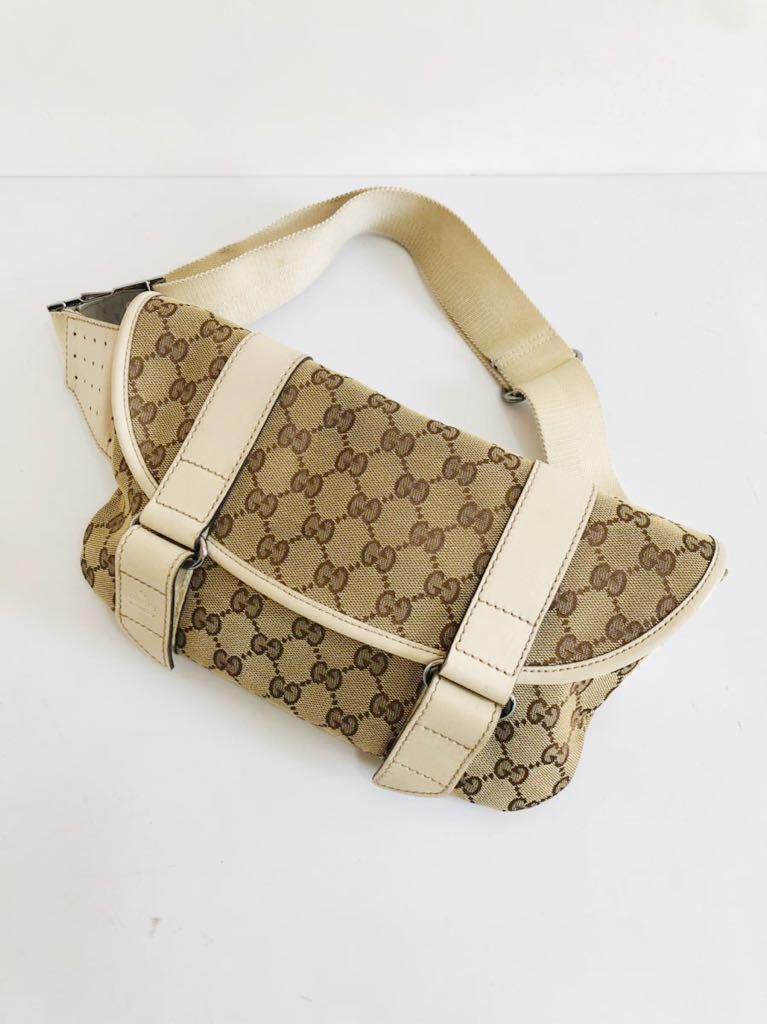 ☆307)GUCCI ボディバック ウエストポーチ ウエストバック グッチ GG柄
