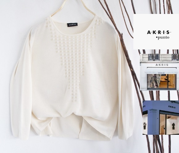 AKRISアクリス/装飾コンビデザインニットトップス/