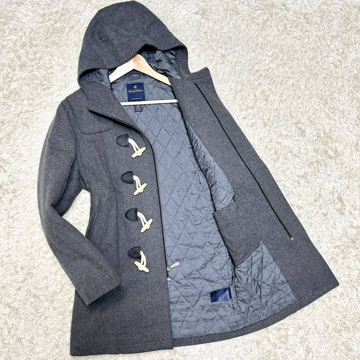 美品 Brooks Brothers 【紳士的な佇まい】 ブルックスブラザーズ ダッフルコート フーデットコート アウター 中綿キルティング グレー 