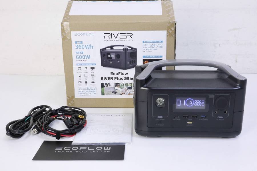 ★美品 RIVER★EcoFlow RIVER PLUS ポータブルパワーステーション 容量360Wh 600W出力★アウトドアバッテリー リバープラス★490v06