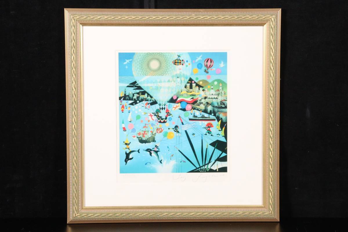 真作□藤城清治 四季のメルヘン 夏 ジェノヴァの海□版画 ◇錵