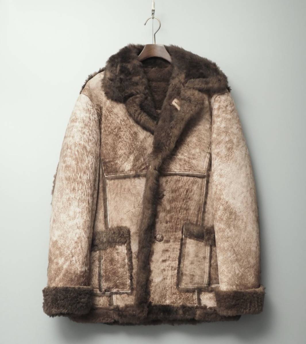GM4902◎デッドストック 定価198，000円 Kenes メンズM 羊革 シープスキン リアルムートンコート ランチジャケット ショートコート
