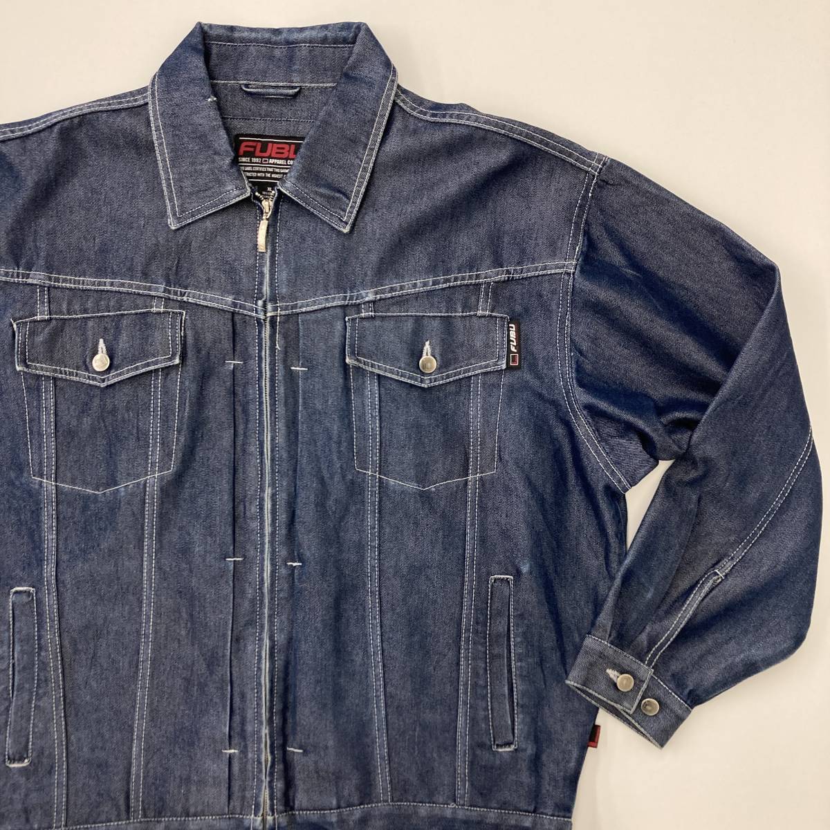 FUBU フブ ビッグシルエット デニム ジャケット 濃紺 XLサイズ ジップ 