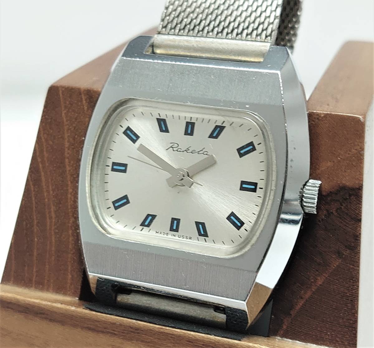 RAKETA 手巻き シルバー文字盤 機械式腕時計 ビンテージ メッシュ 