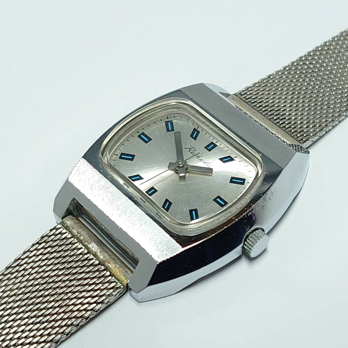 RAKETA 手巻き シルバー文字盤 機械式腕時計 ビンテージ メッシュ 