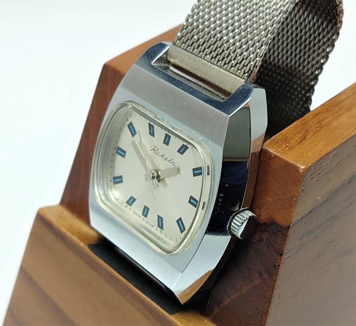 RAKETA 手巻き シルバー文字盤 機械式腕時計 ビンテージ メッシュ 