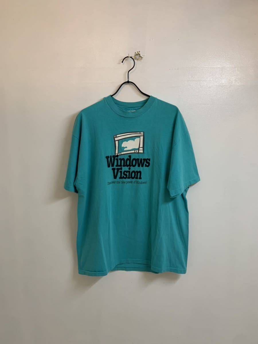 VINTAGE ヴィンテージ 90s Microsoft Windows Vision プリントTシャツ 