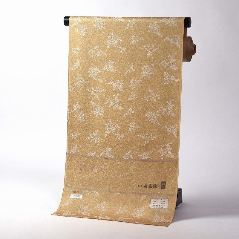 【ほりだし堂】　単衣着物　寿光織　御召　植物　ブロンド色　着物　反物　広幅　1/22～1/29