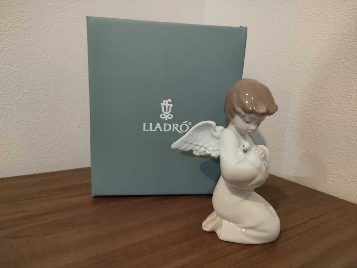 リヤドロ 願いよ、届け！天使 少年 超美品 陶器 人形 置物 スペイン製