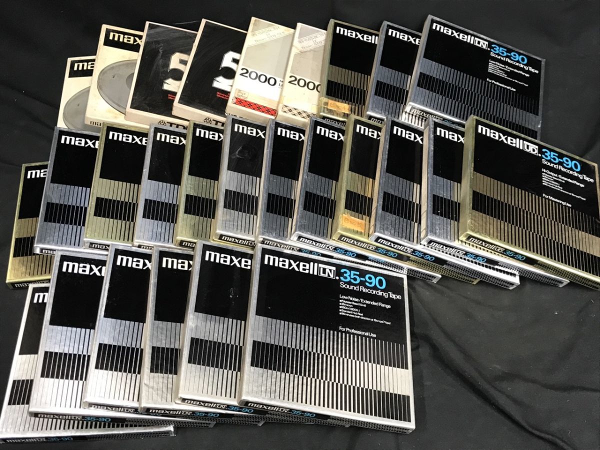0103-1010TM④4013 オープンリールテープ maxell マクセル LN,UD 35-90/Scotch スコッチ/TDK T-555 オーディオ機器 27点まとめ 箱付き
