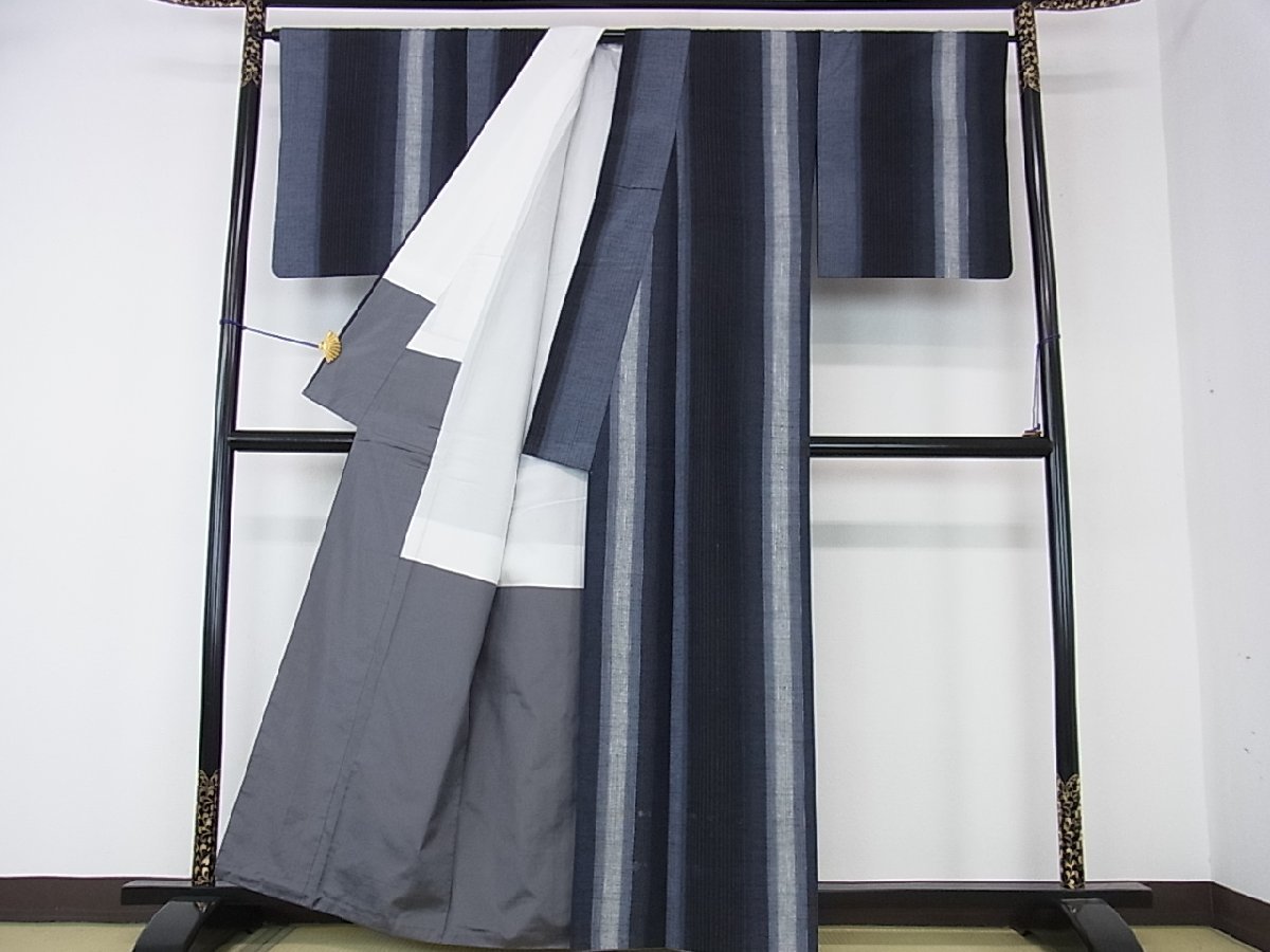 花美人着物□本場真綿絢結城紬 彩趣紬 草木染 間道 証紙付き