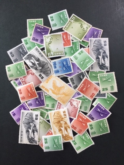 航空切手　未使用ロット　約50枚　額面総額約2000円