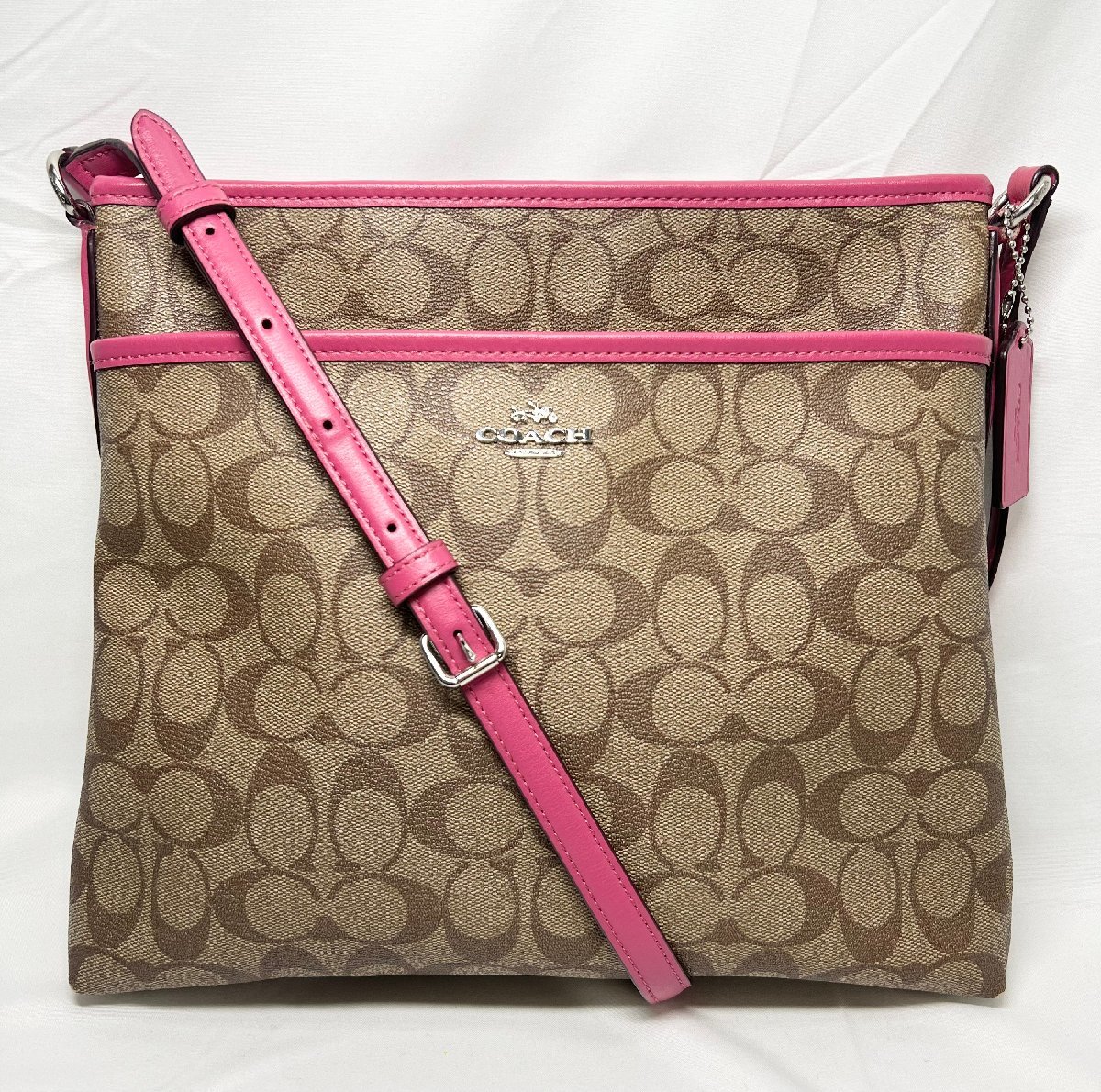 △009△ COACH コーチ ショルダーバッグ シグネチャー PVC レディース 