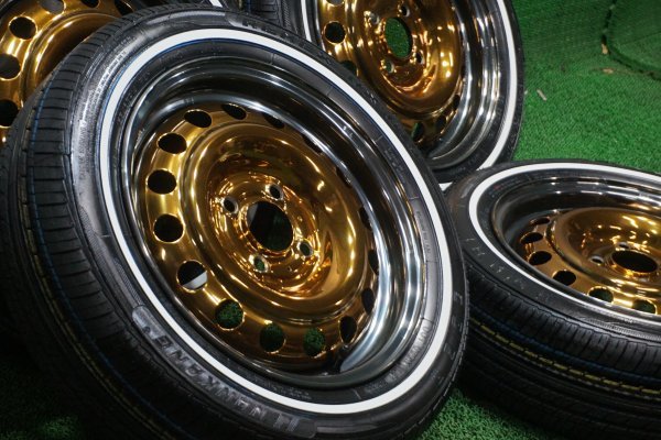 カスタムスチールホイール 軽四 軽トラ ホワイトリボン 155/65R14