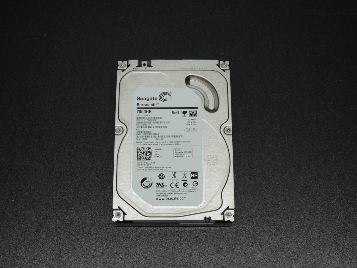 【検品済み/使用135時間】Seagate 2TB HDD ST2000DM001 管理:i-29
