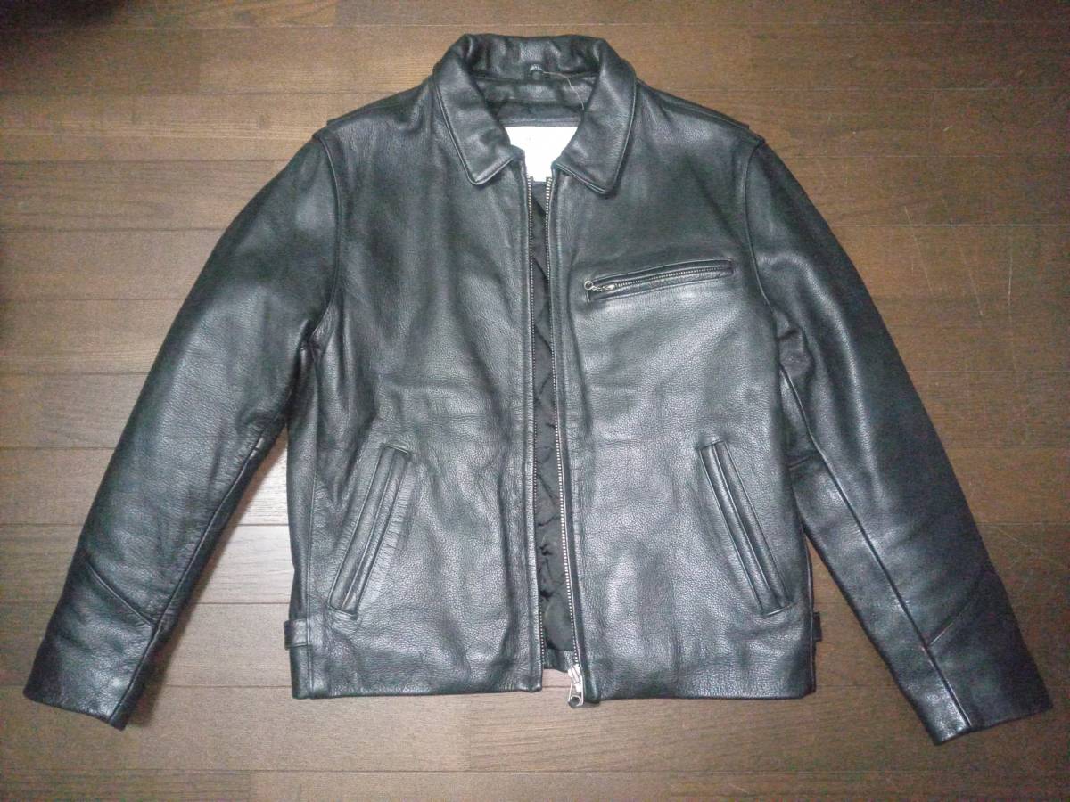 メンズ レザージャケット 革ジャン襟付きシングルライダース（牛革 