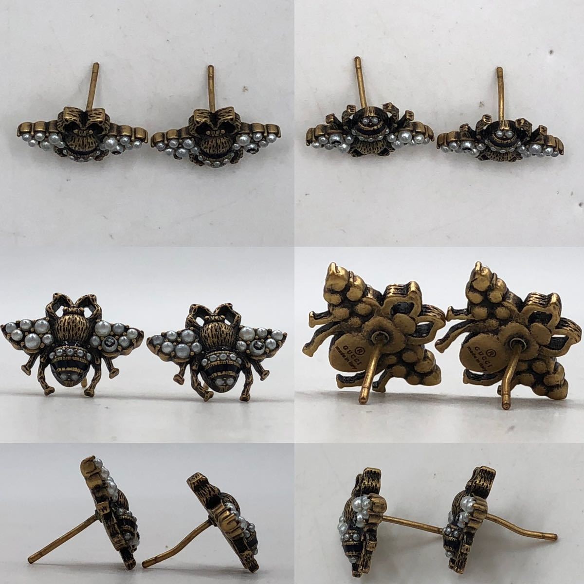GUCCI グッチ ピアス 蜂 ハチ フェイクパール ゴールド アクセサリー 