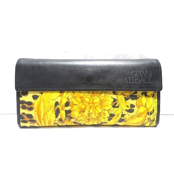 ジャンニヴェルサーチ アラベスク ブラック×イエロー 長財布 ユニセックス☆0334