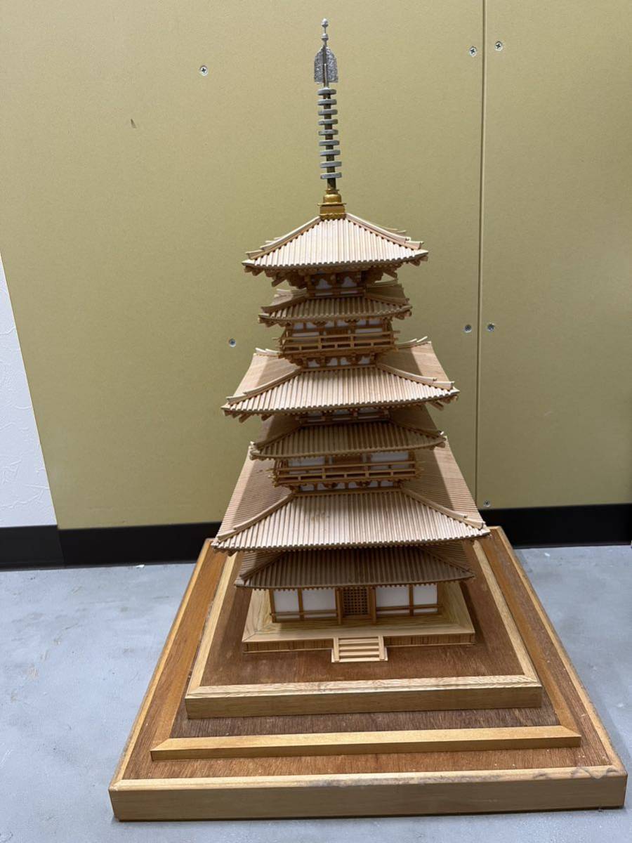 木製模型 塔 置物 完成品 3F IMAI 法起寺 三重の塔 1⁄100 木製建築模型