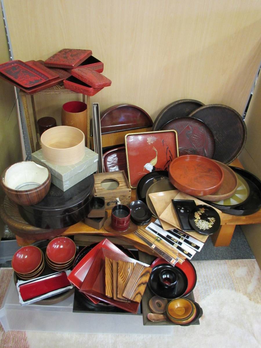 美品 茶道具 木製 足付 会席膳 卓上膳 5客組 銘々盆 宴会盆 茶事 箱無