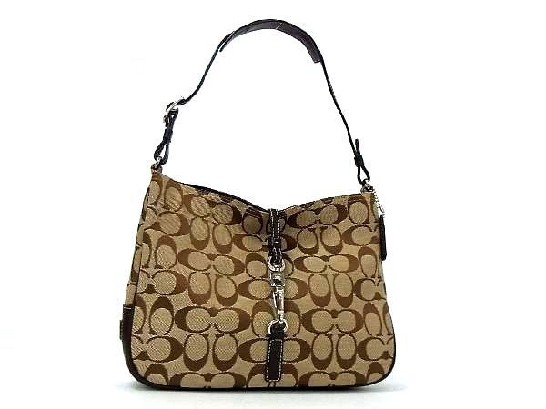 1円 □美品□ COACH コーチ 6091 シグネチャー クリップホーボー