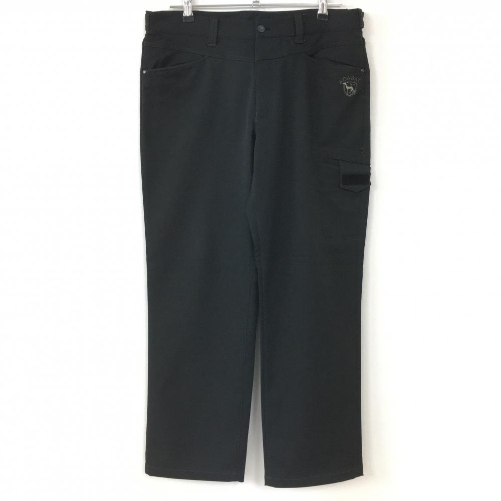 【美品】アダバット パンツ 黒 ウエストマジックテープ調節可 ストレッチ 5ポケット メンズ 50 ゴルフウェア adabat