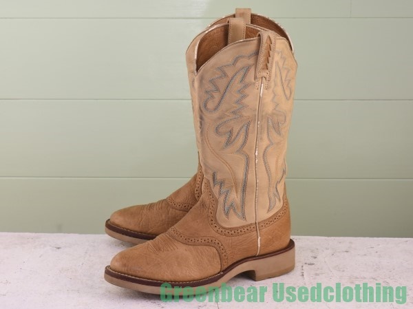 T516◆レディース【ARIAT】ウエスタンブーツ ベージュ×茶 EU38.5 24cm