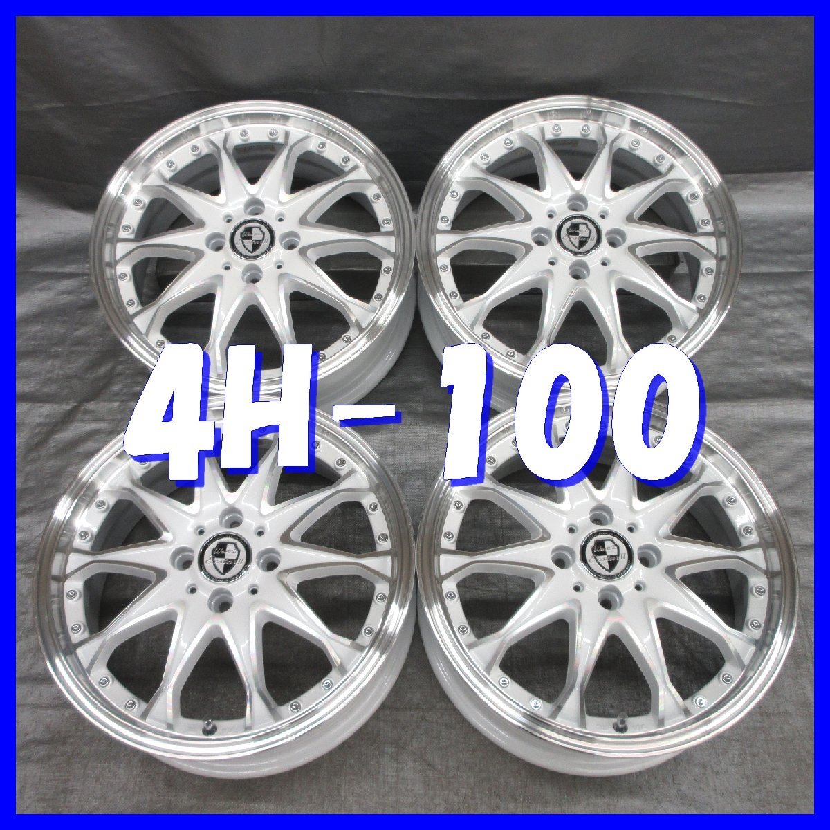 ■送料無料 A2■ Warwic EXSTARⅡ ■ 16×6J+53 ■ 4H PCD100 ■ ハブφ73 ◇ ４本 ◇ ホワイト/ポリッシュ系 1ピース/スポーク 飾りピアス