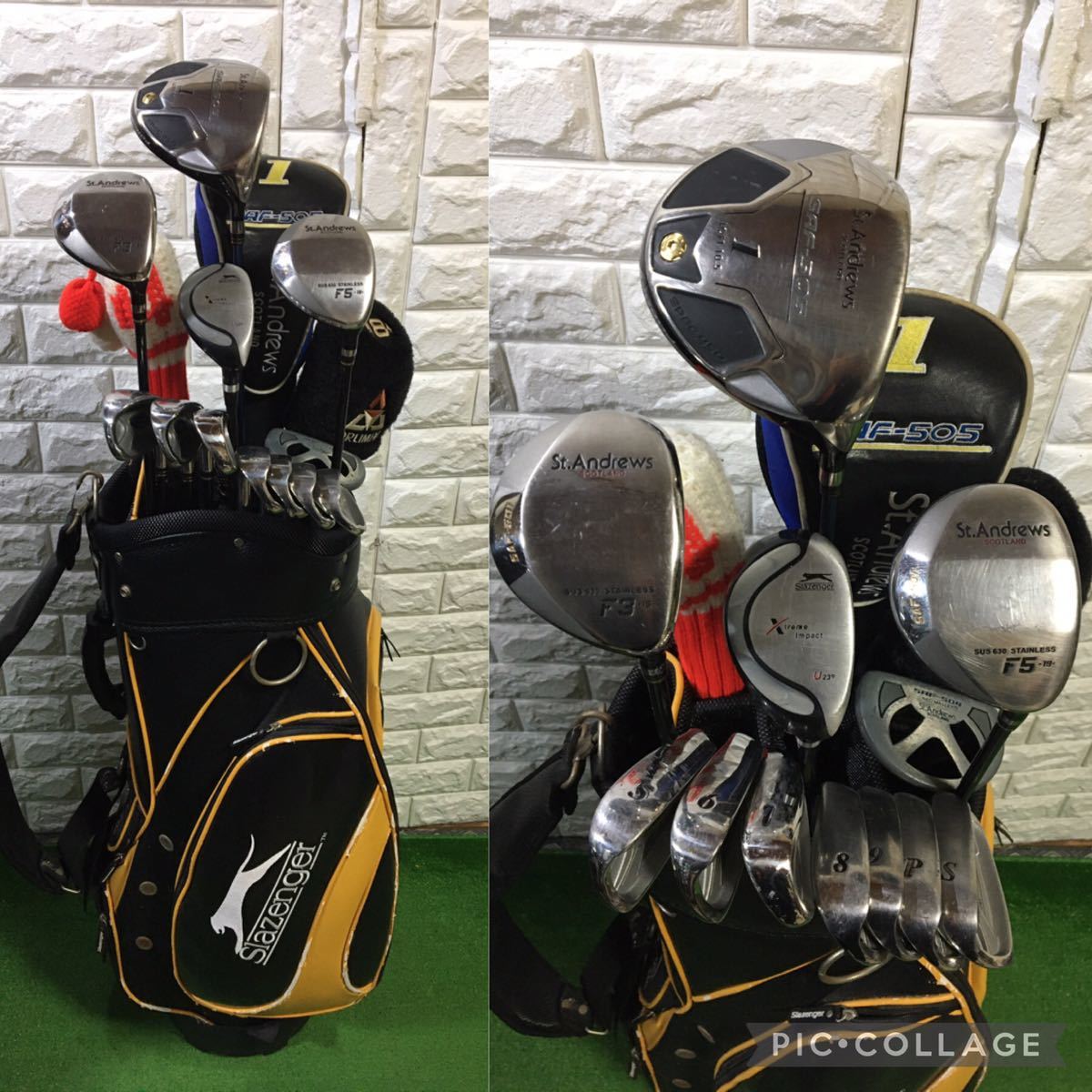 豪華必見☆☆セントアンドリュース等 男性用ゴルフクラブセット スラセンジャ―製 キャディバッグ付