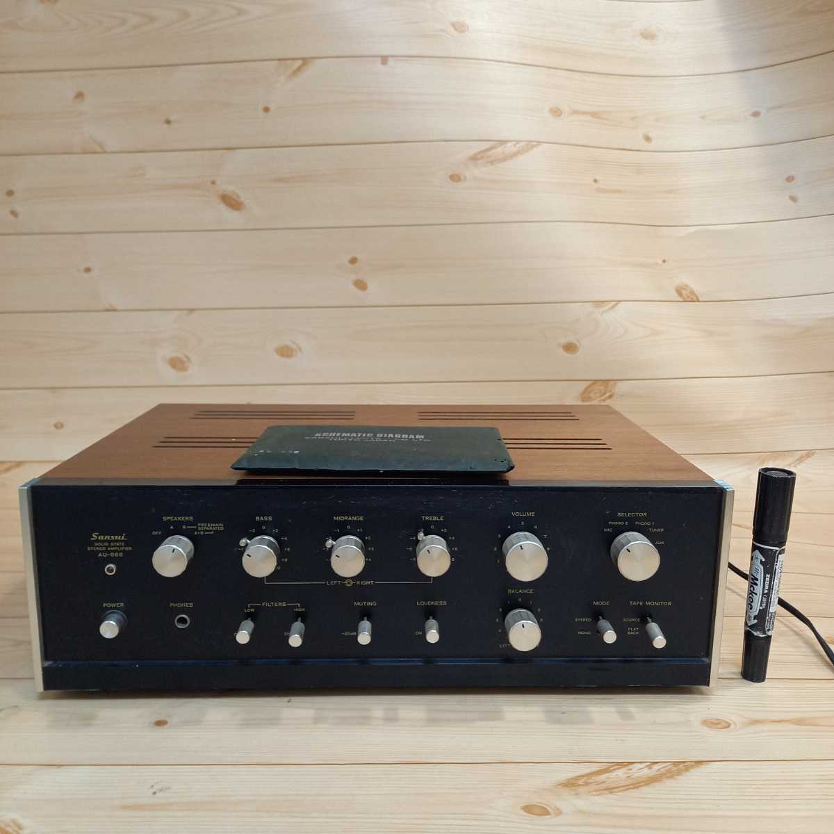 サンスイ ステレオアンプ/AU-666/回路図付き/通電・動作しません 