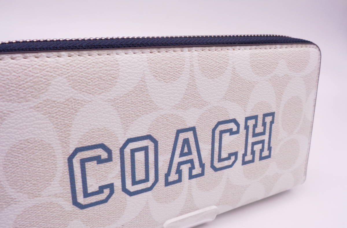 未使用 正規品 14 新品 同様 コーチ COACH 長財布 ホワイト 白 水色 