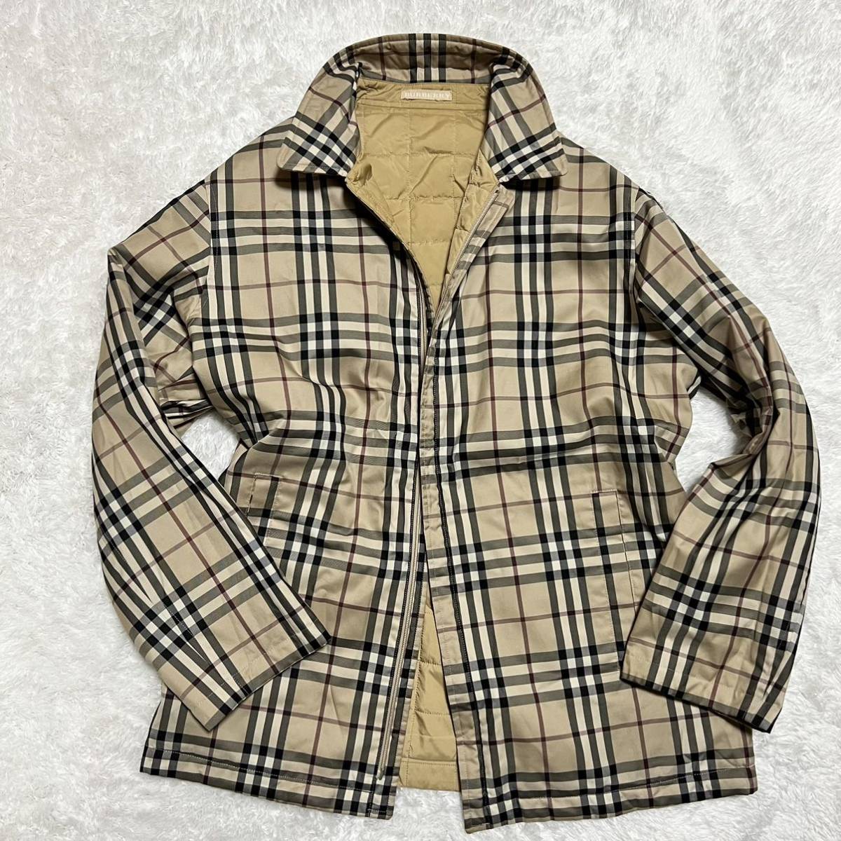 1円 バーバリー ロンドン BURBERRY LONDON リバーシブル ノバチェック キルティング ジャケット アウター ナイロン 2way 希少 Lサイズ 