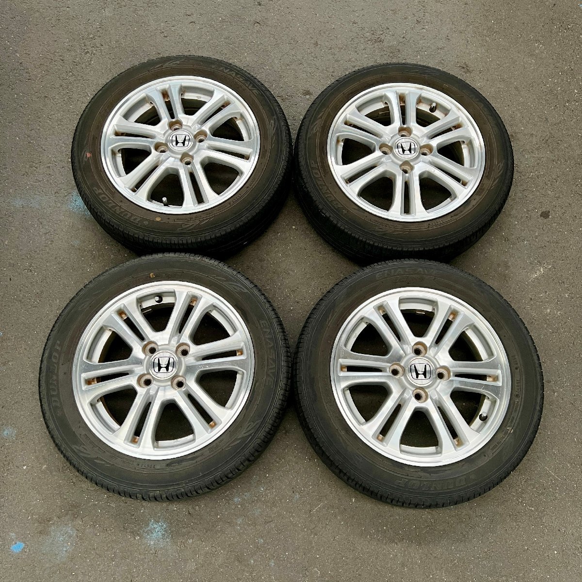 タイヤ付き純正ホイール4本 N-BOXカスタム JF1 シルバー×ポリッシュ 14×4