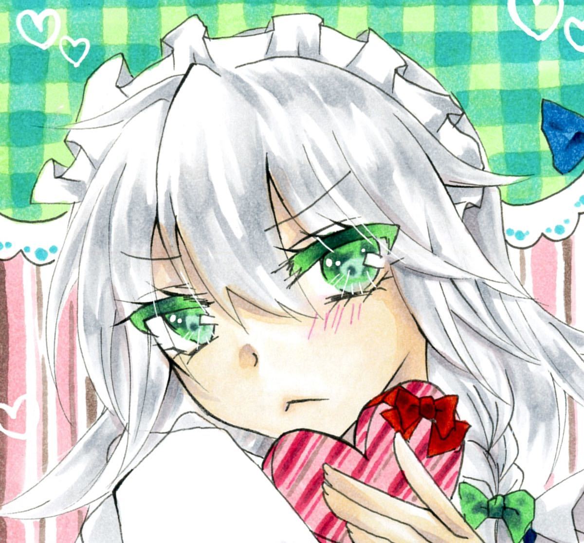 手描きイラスト 東方Project 十六夜咲夜 コピック 同人 小色紙 
